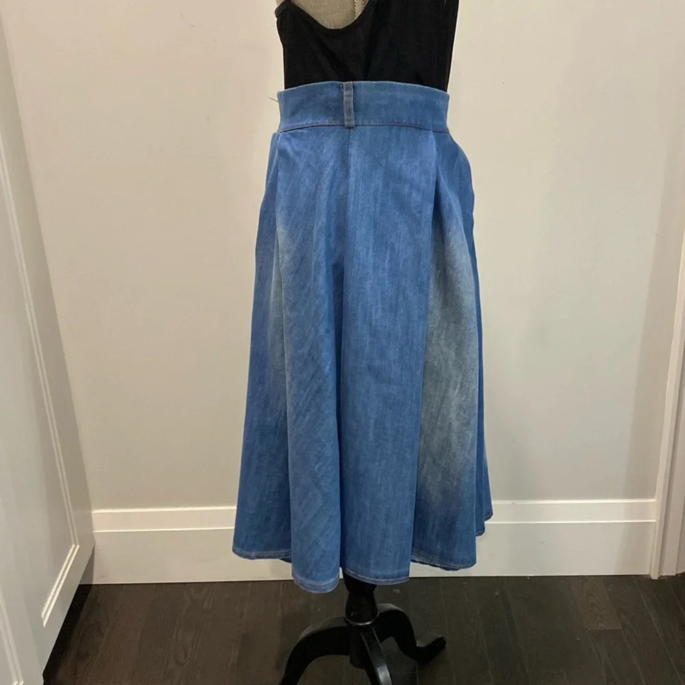 Elegant Blue A-Line Skirt - Picture 7 of 15
